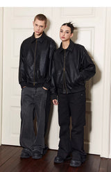 Vintage Matte Drop Shoulder PU Jacket