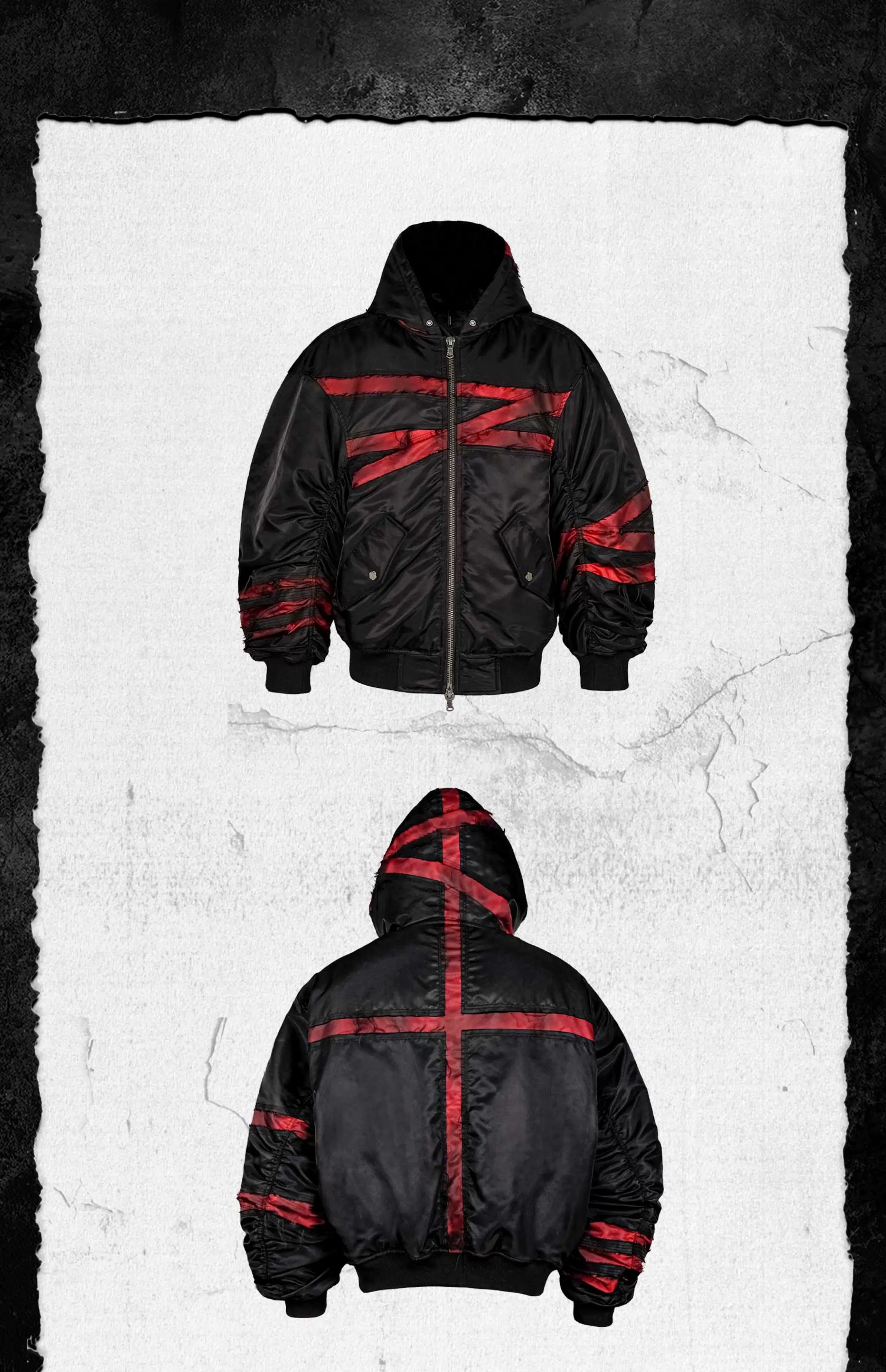 Burnt Red Distressed Bandage MA1 Jacket