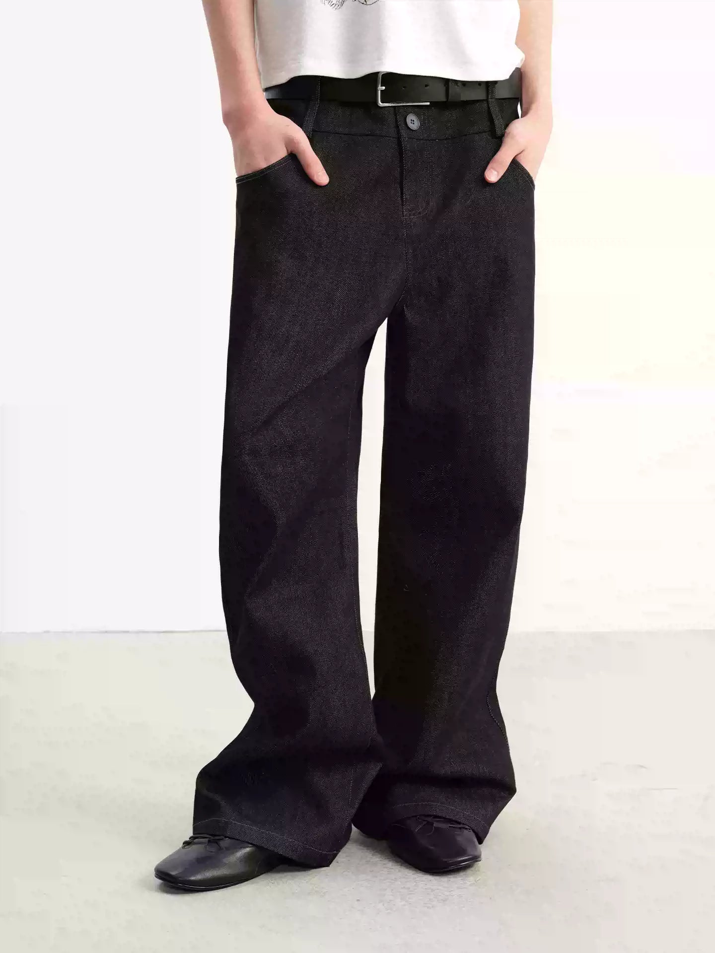 Double Waist Flared Denim Jeans