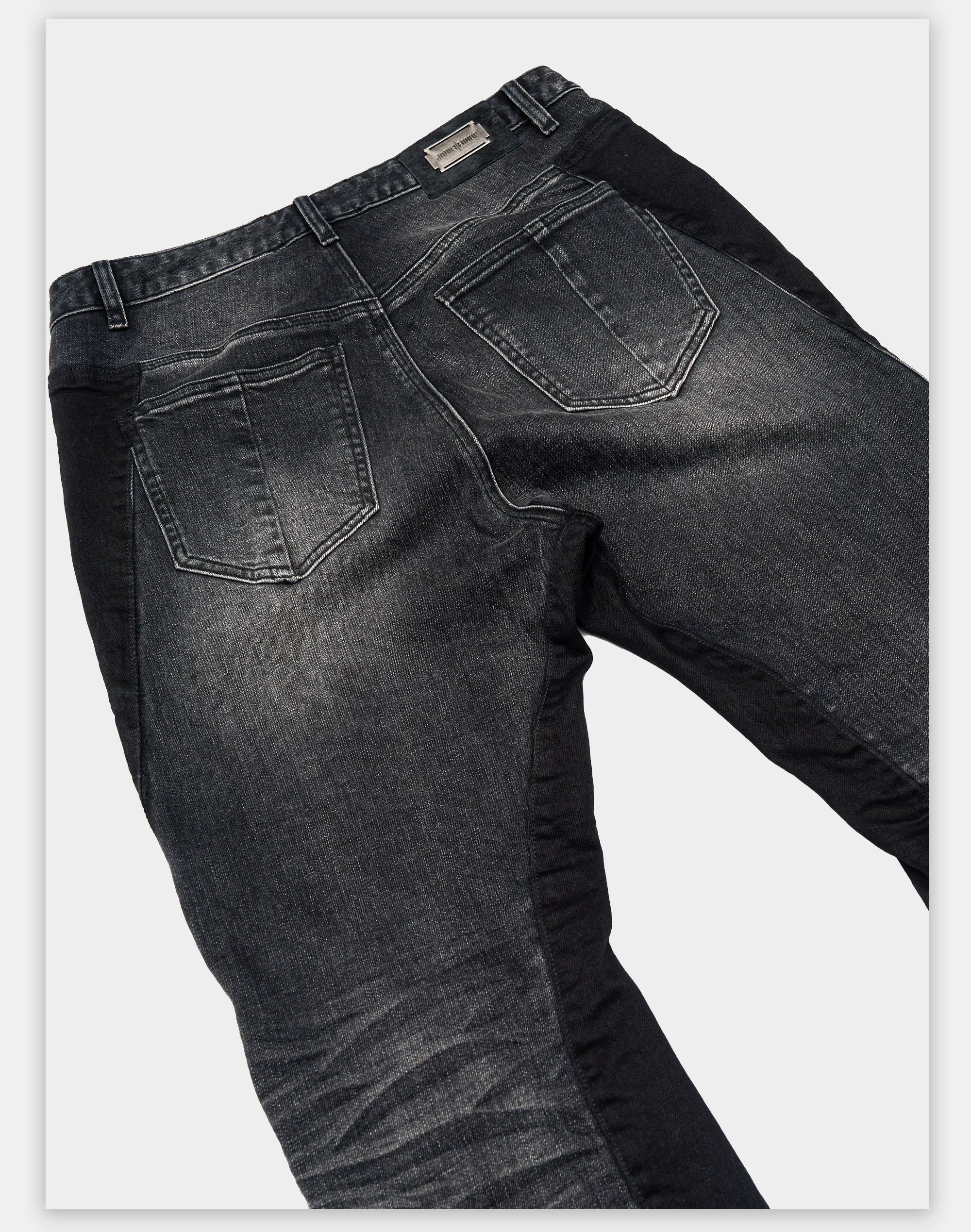 Stretchy Patchwork Crinkled Washed Flare Jeans