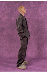 Men's Loose Vintage Satin Blazer