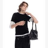 Lightweight Colorblock Two-in-one Three-quarter Sleeve Tee