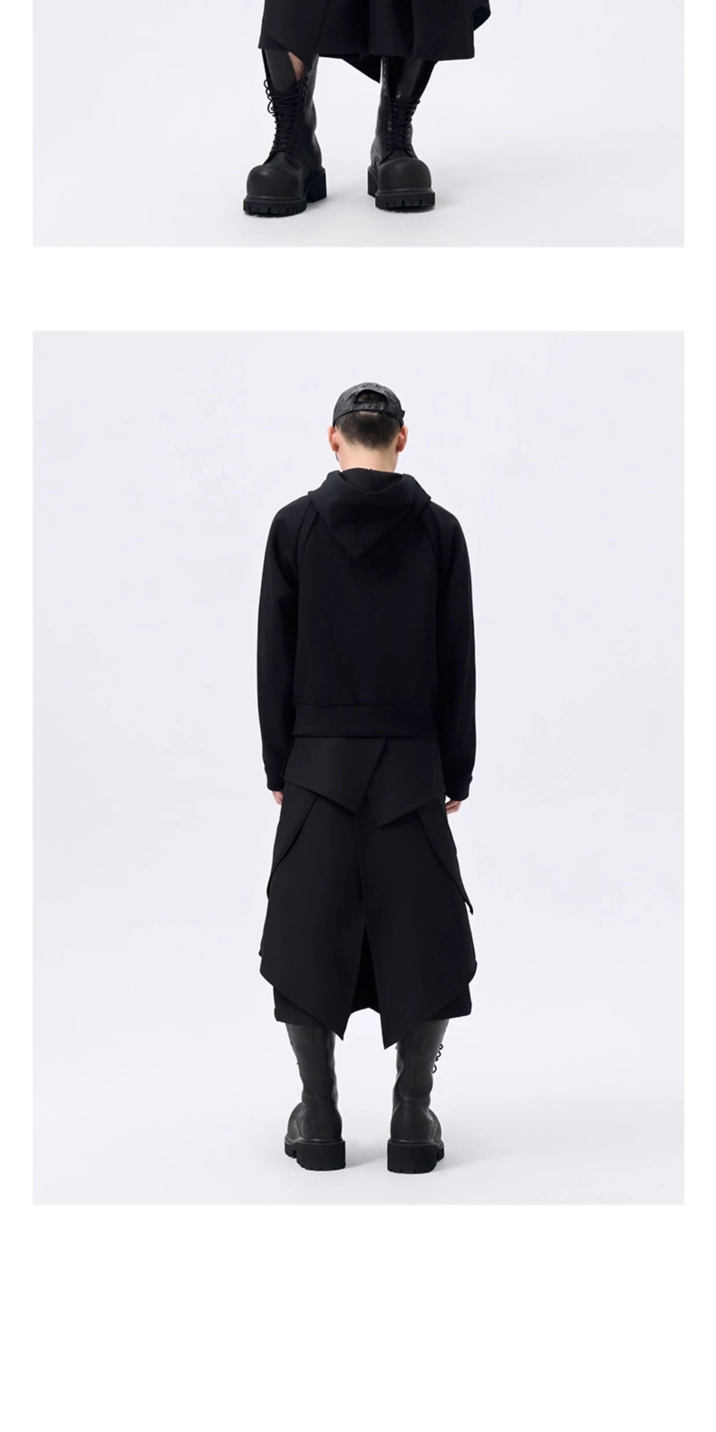 Deconstructed Waistband Layered Unisex Skirt
