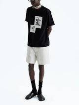 Frayed Printed Cotton Crew Neck Tee
