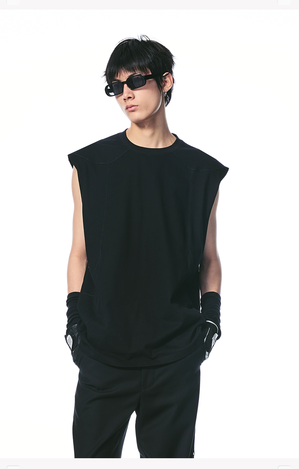 Black Deconstructed Padded Tank Top