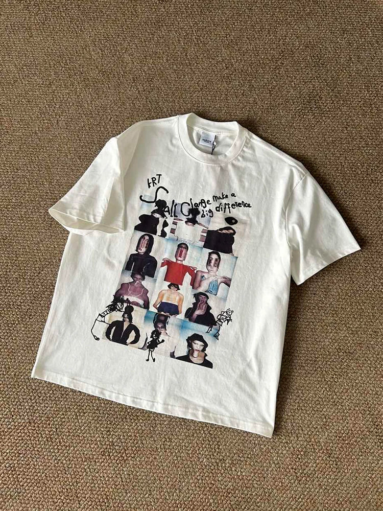 Cool Loose Portrait Couple’s Crew Tees