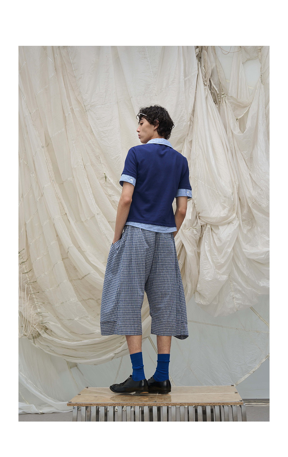 Detachable Plaid Pleated Cropped Pants