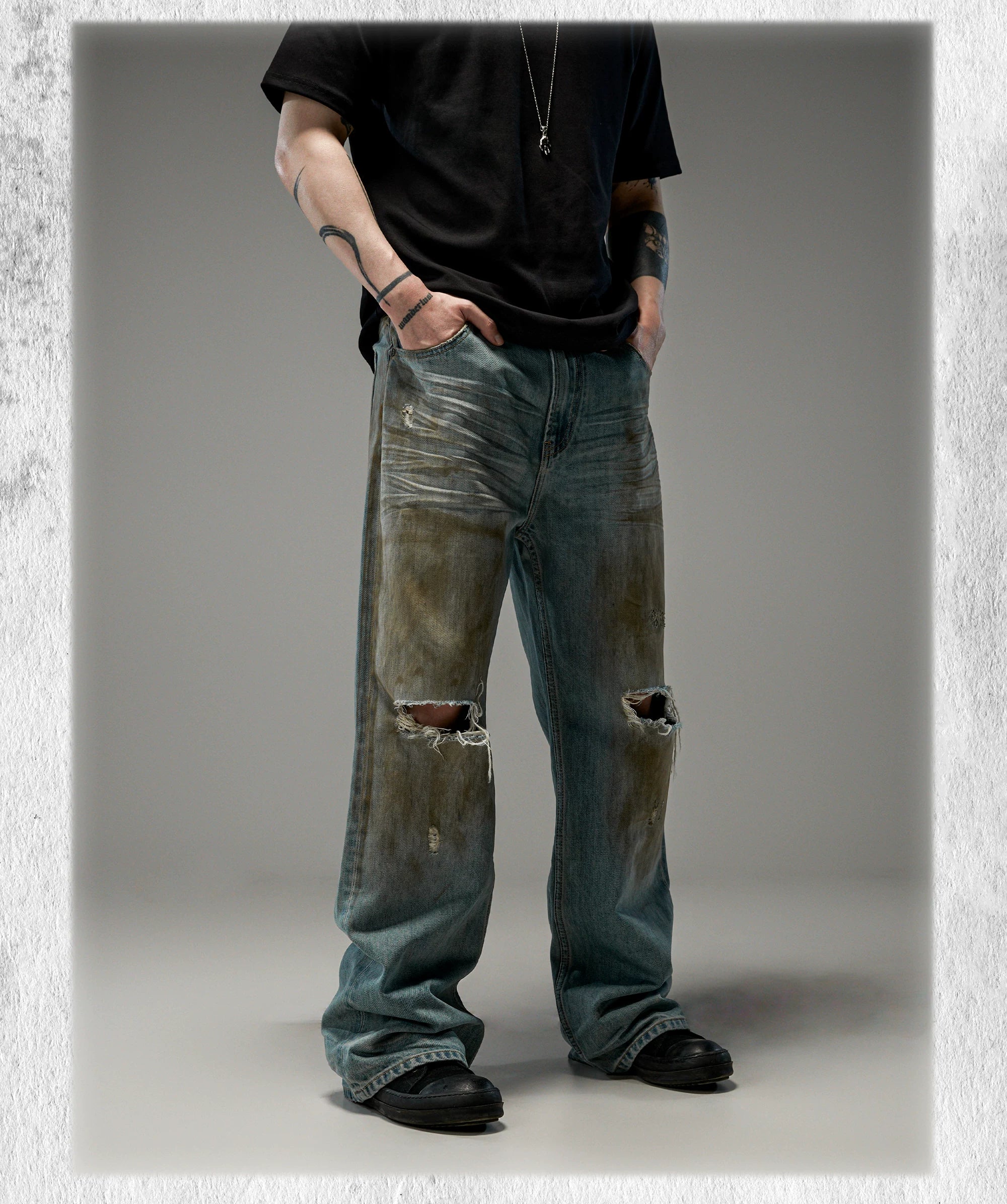 Tawny Distressed Loose Straight Jeans