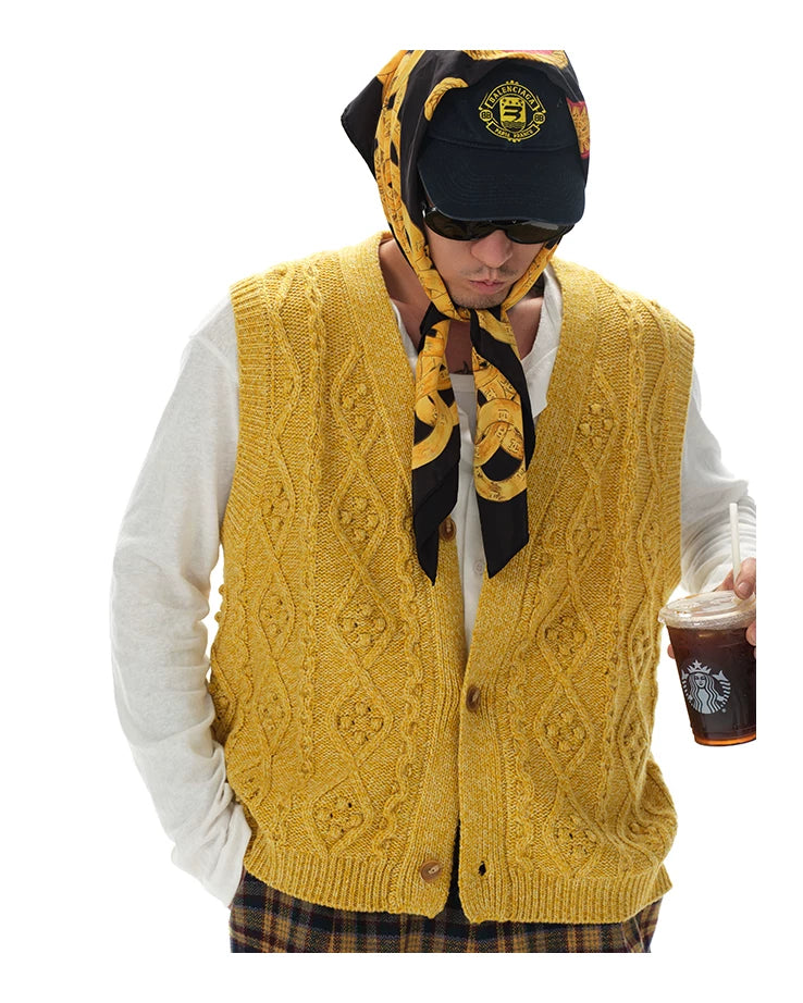 Wool Blend Vintage Knit Vest