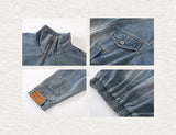 Men's Washed Denim Stand Collar Jacket