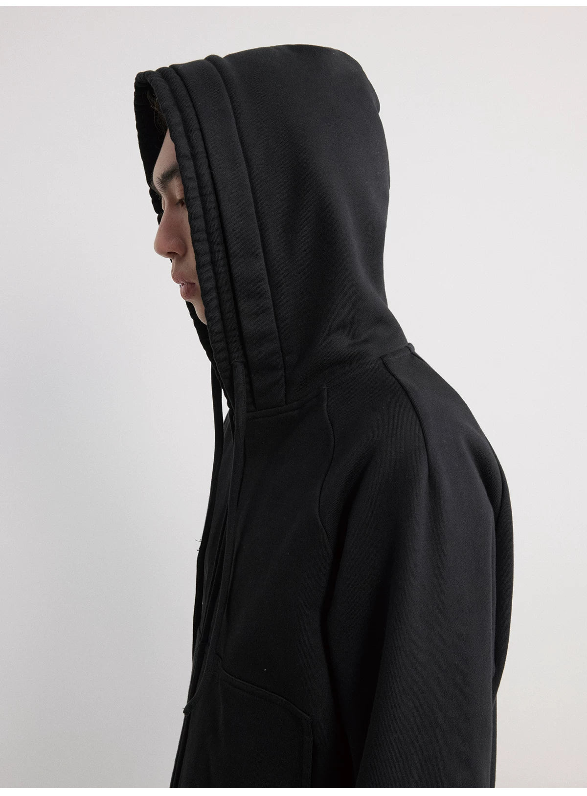 Drawstring Two-tone Raglan Cotton Hoodie