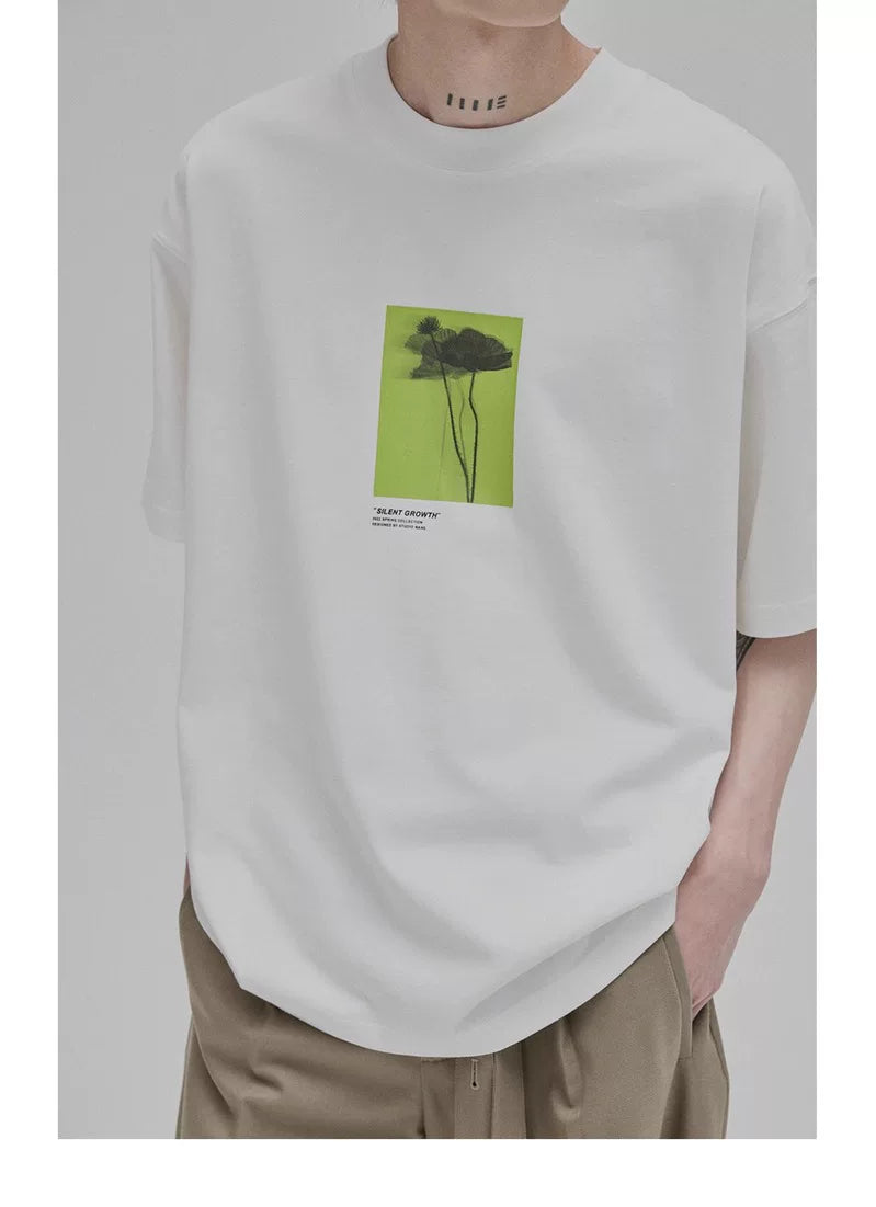 Floral Silhouette Print Short Sleeve Tee