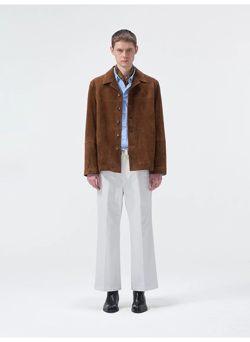 Cupro Lined Suede Leather Lapel Jacket