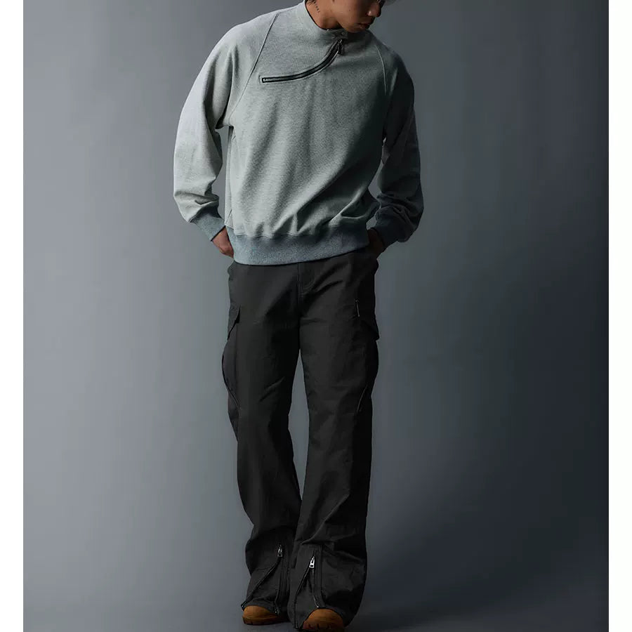 Men's Solid Waffle Mock Zip Sweatshirt
