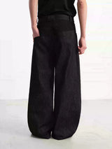 Washed Wide Leg Straight Denim Jeans