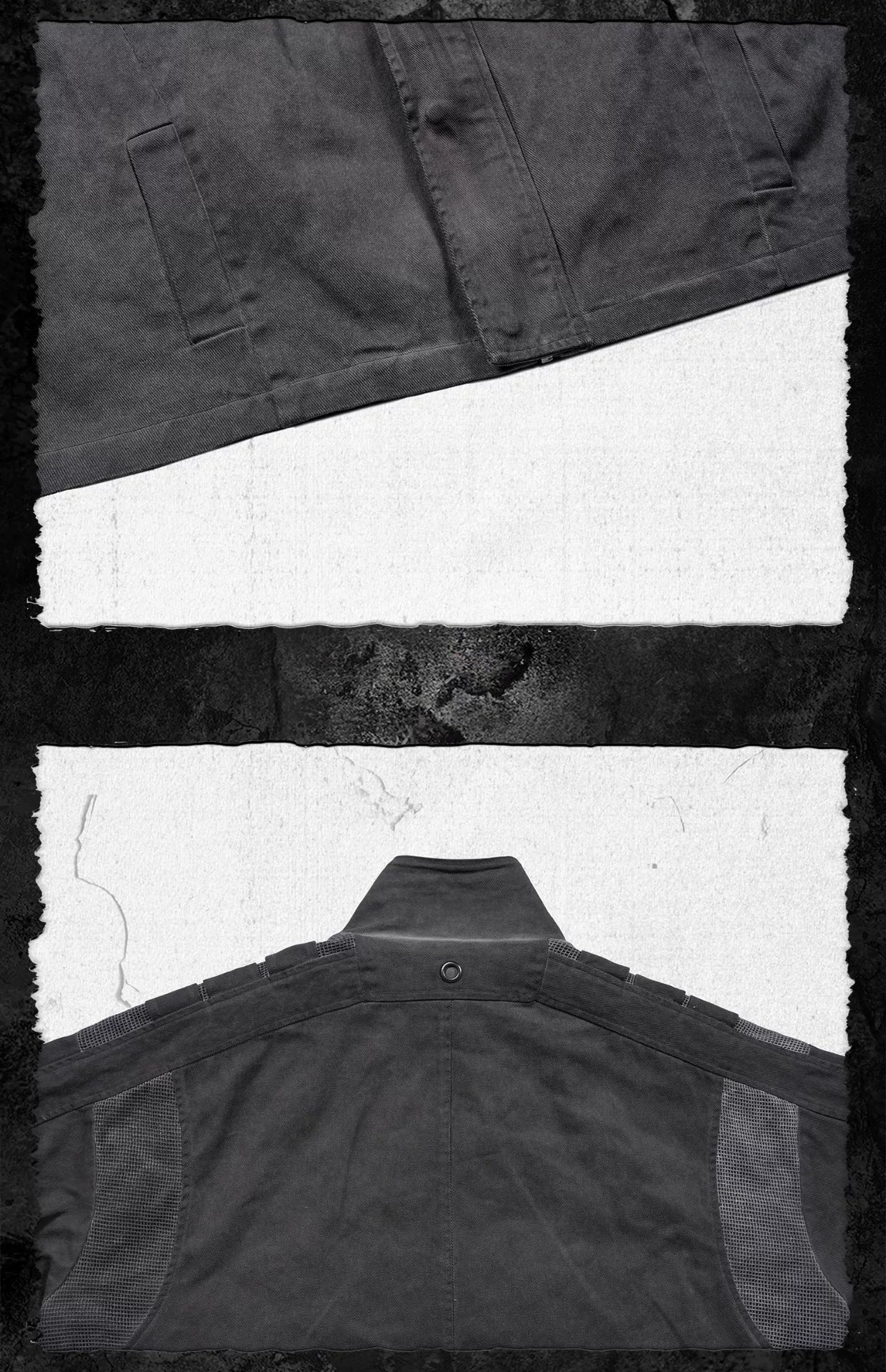 Distressed Patchwork Strapped Scavenger Jacket