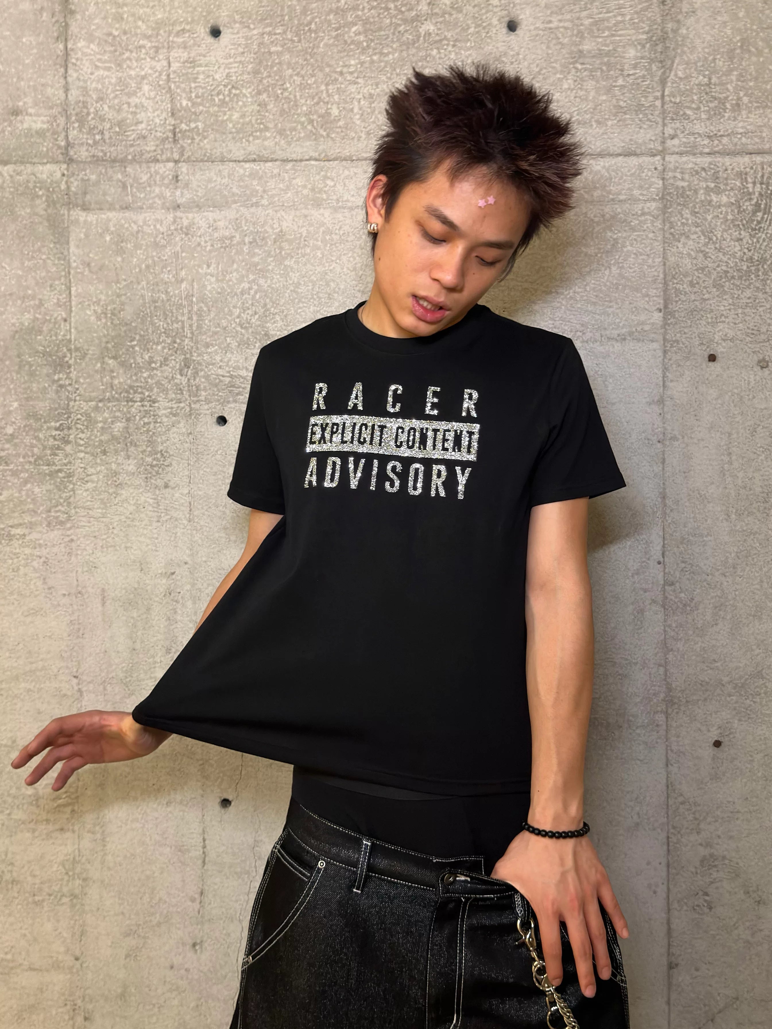 Distressed Rhinestone Racer Tee