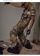 Detachable Bow Wide Leg Camo Pants