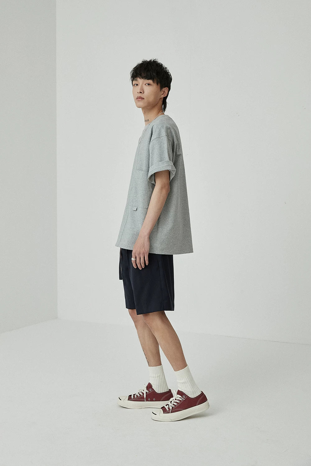 Draped Drawstring Elastic Waist Pleated Shorts
