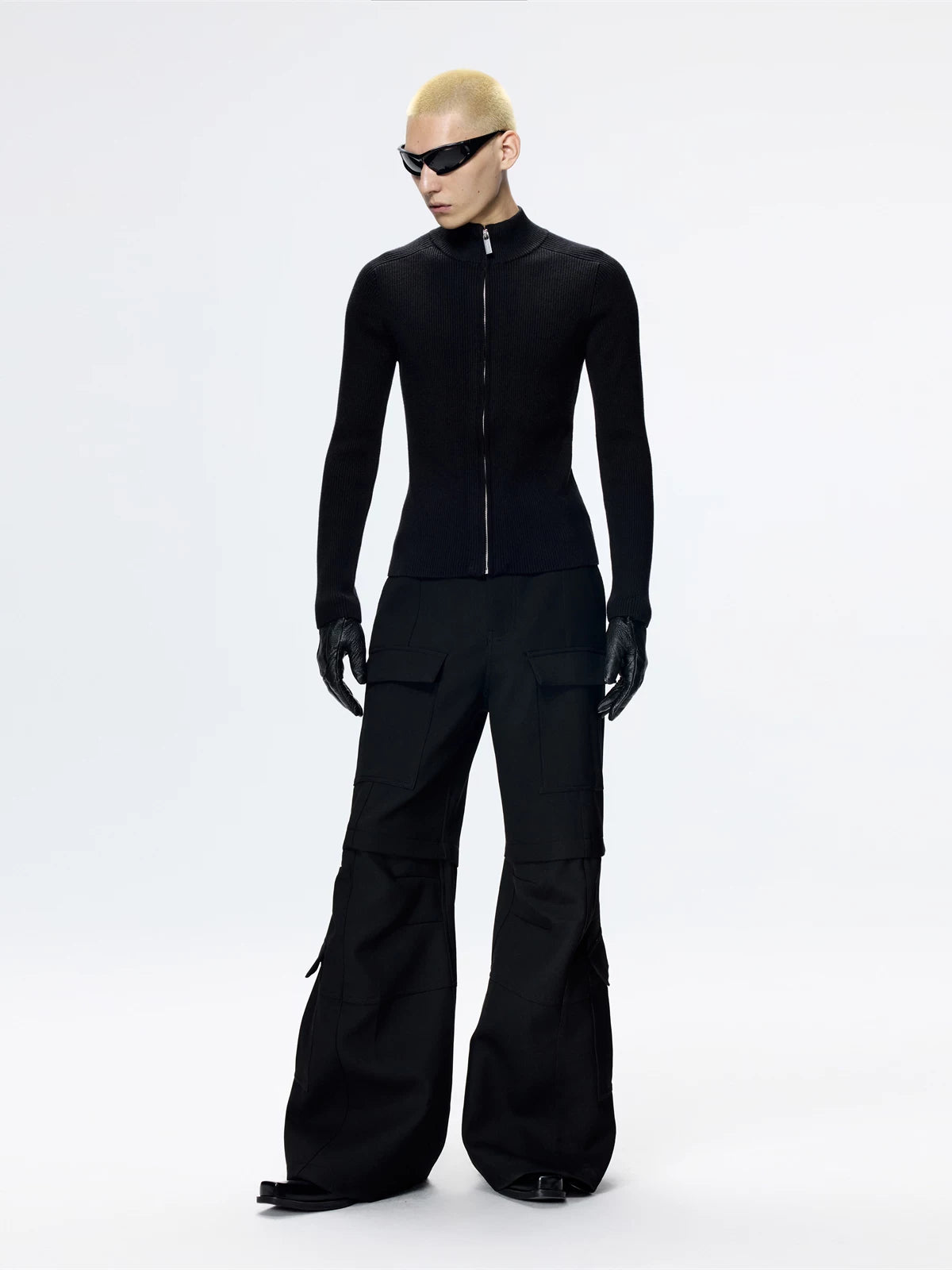 Unisex Black Short Slim Knit Cardigan