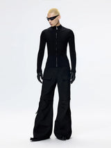 Unisex Black Short Slim Knit Cardigan