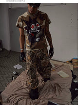 Detachable Bow Wide Leg Camo Pants