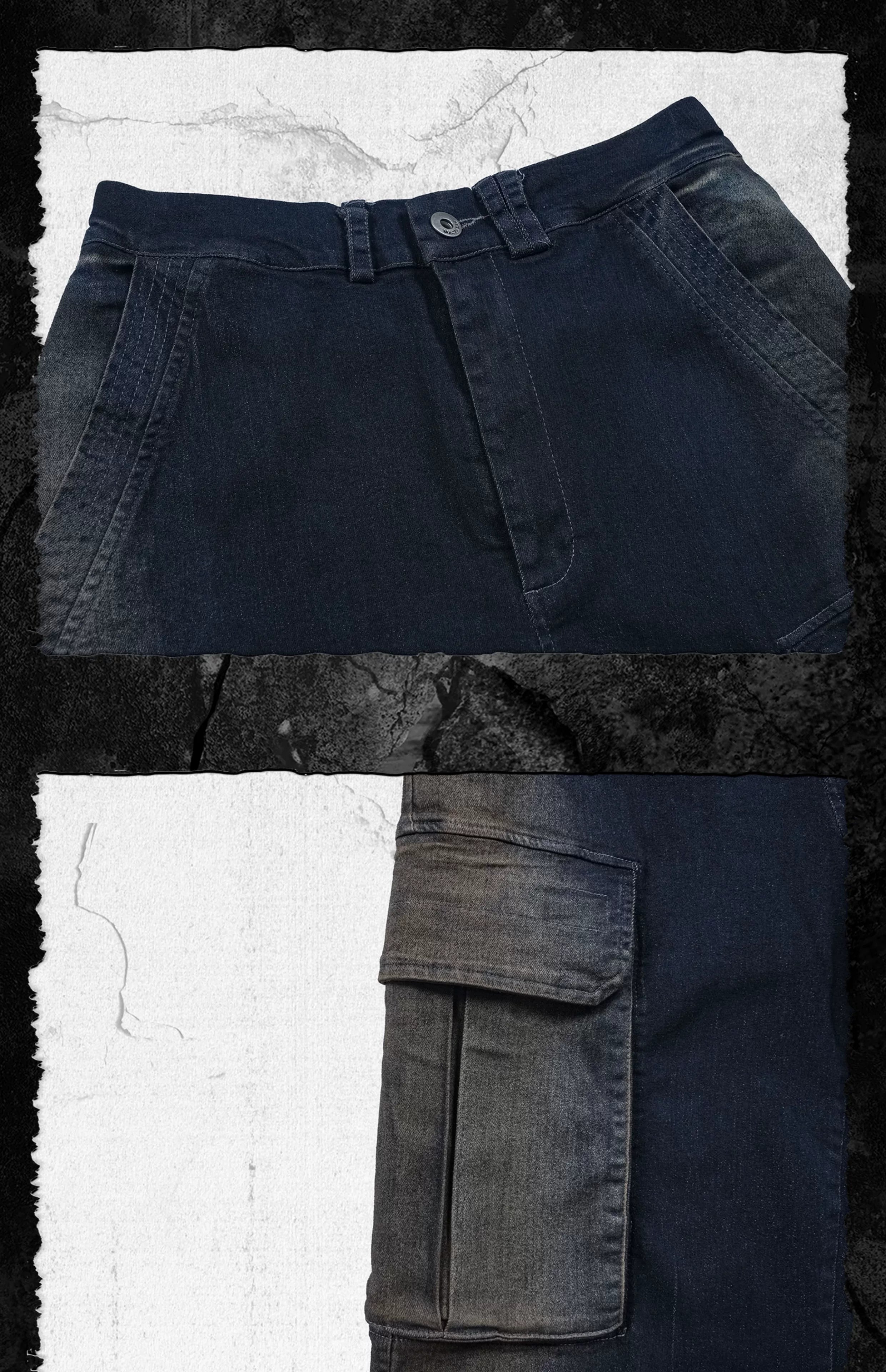 Gradient Blue Distressed Four-Pocket Jeans