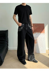 Heavyweight Floral Embroidered A-Line Denim Jeans