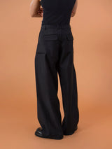 Charcoal Pleated Wide Leg Casual Pants