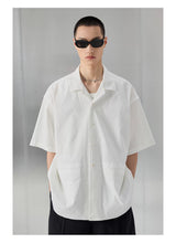 Bark Textured Cuban Collar Casual Shirt