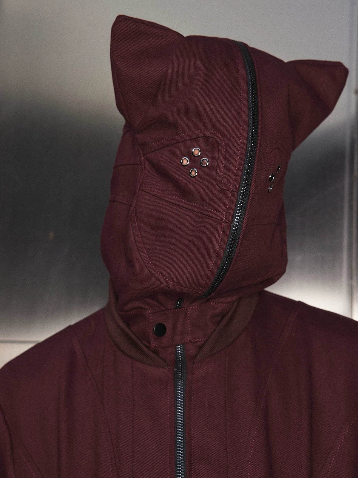 Cat Ear Zip Hooded Work Jacket