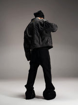 Distressed Deconstructed Biker Leather Jacket