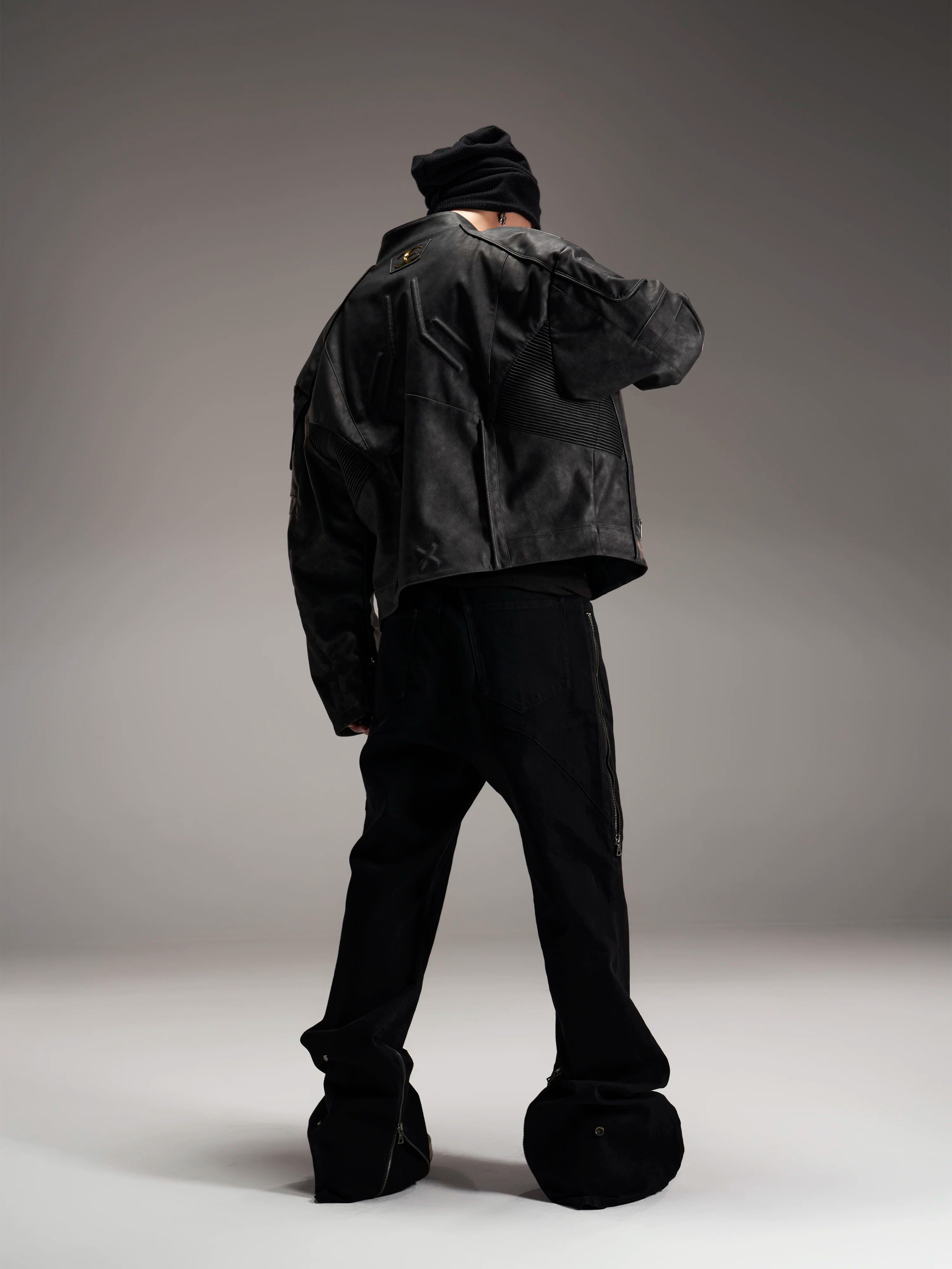 Distressed Deconstructed Biker Leather Jacket