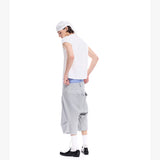 Cropped Pocketed Sashed Curved Hem Shorts