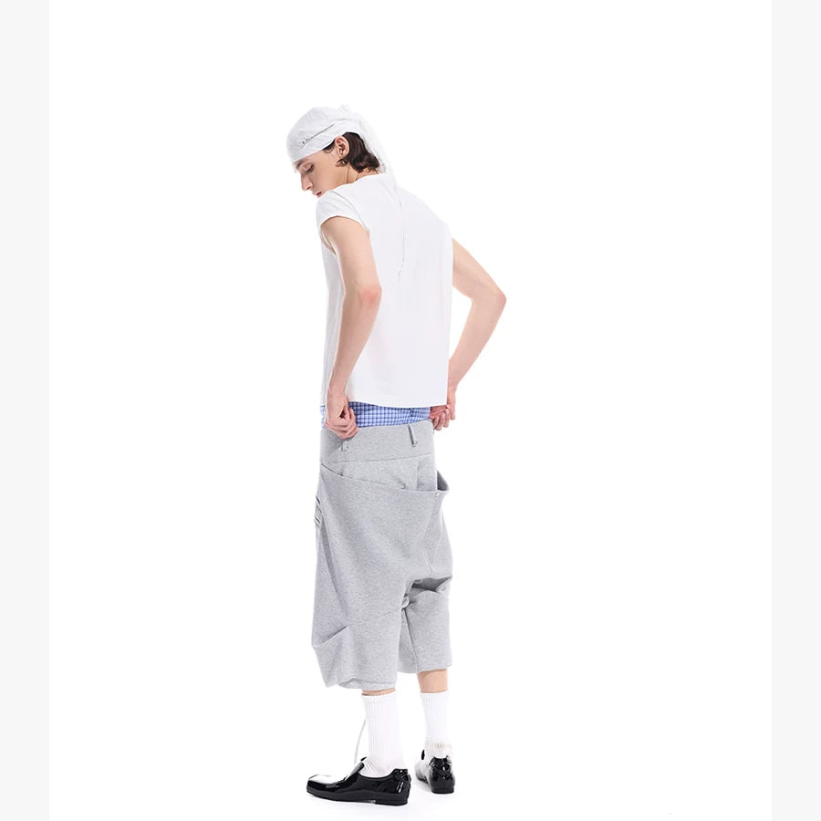 Cropped Pocketed Sashed Curved Hem Shorts