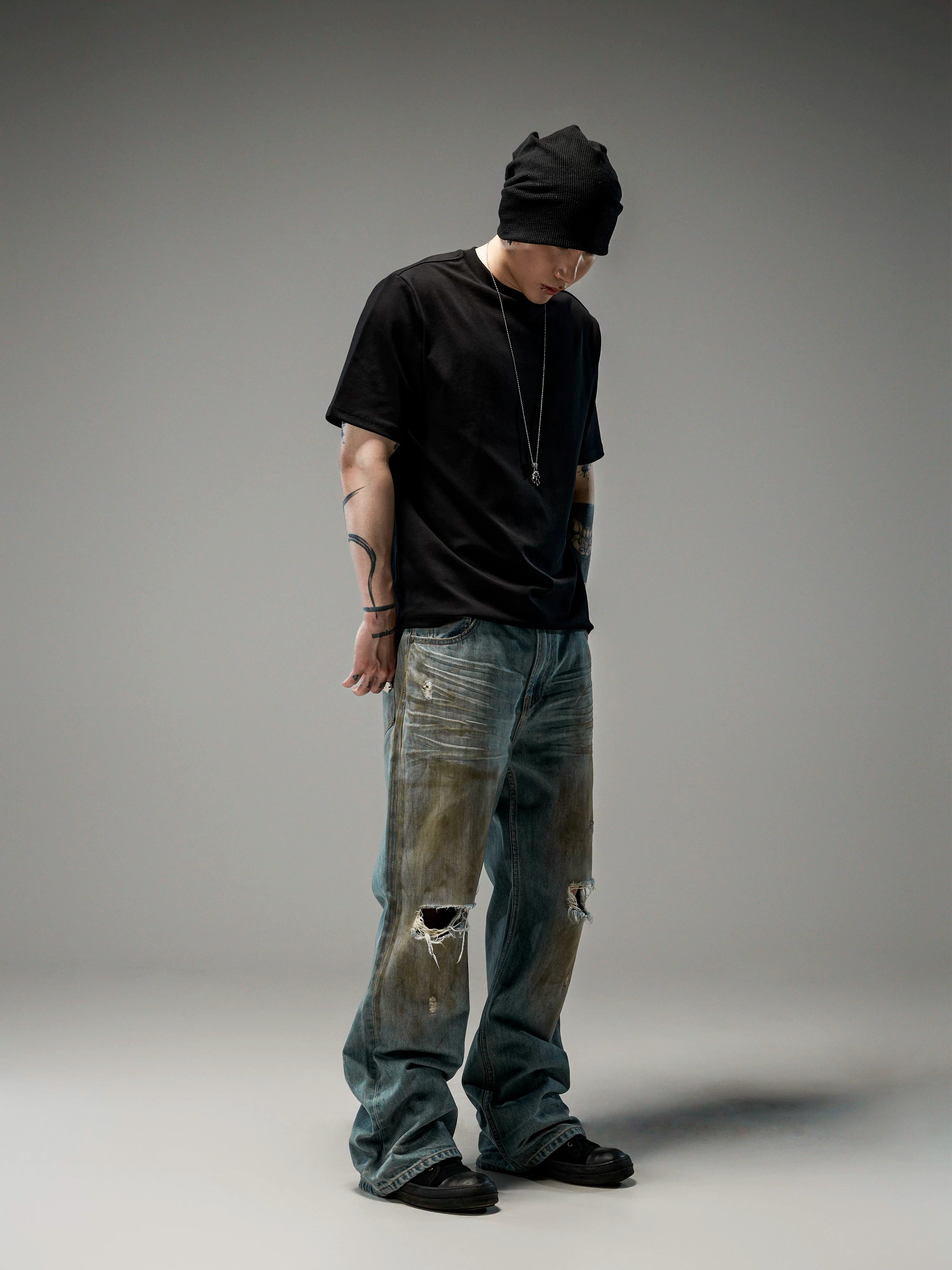Tawny Distressed Loose Straight Jeans