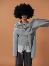 Men's Gray Print Patchwork Hoodie