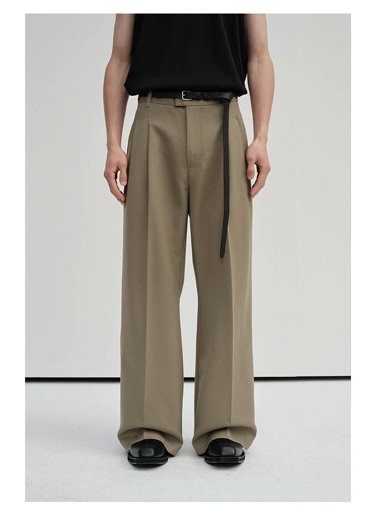 Waist-Adjustable Striped Flared Merino Wool Pants