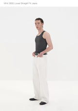 Fitted Straight Leg Patchwork Black-White-Blue Jeans