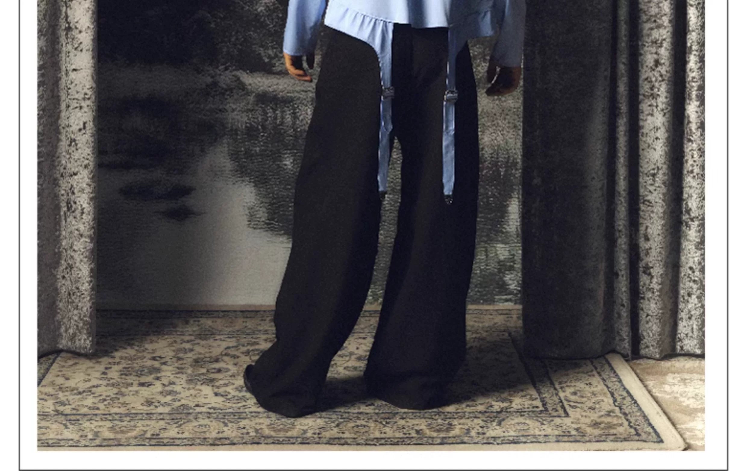 Blue Bow Tie Long Sleeve Shirt