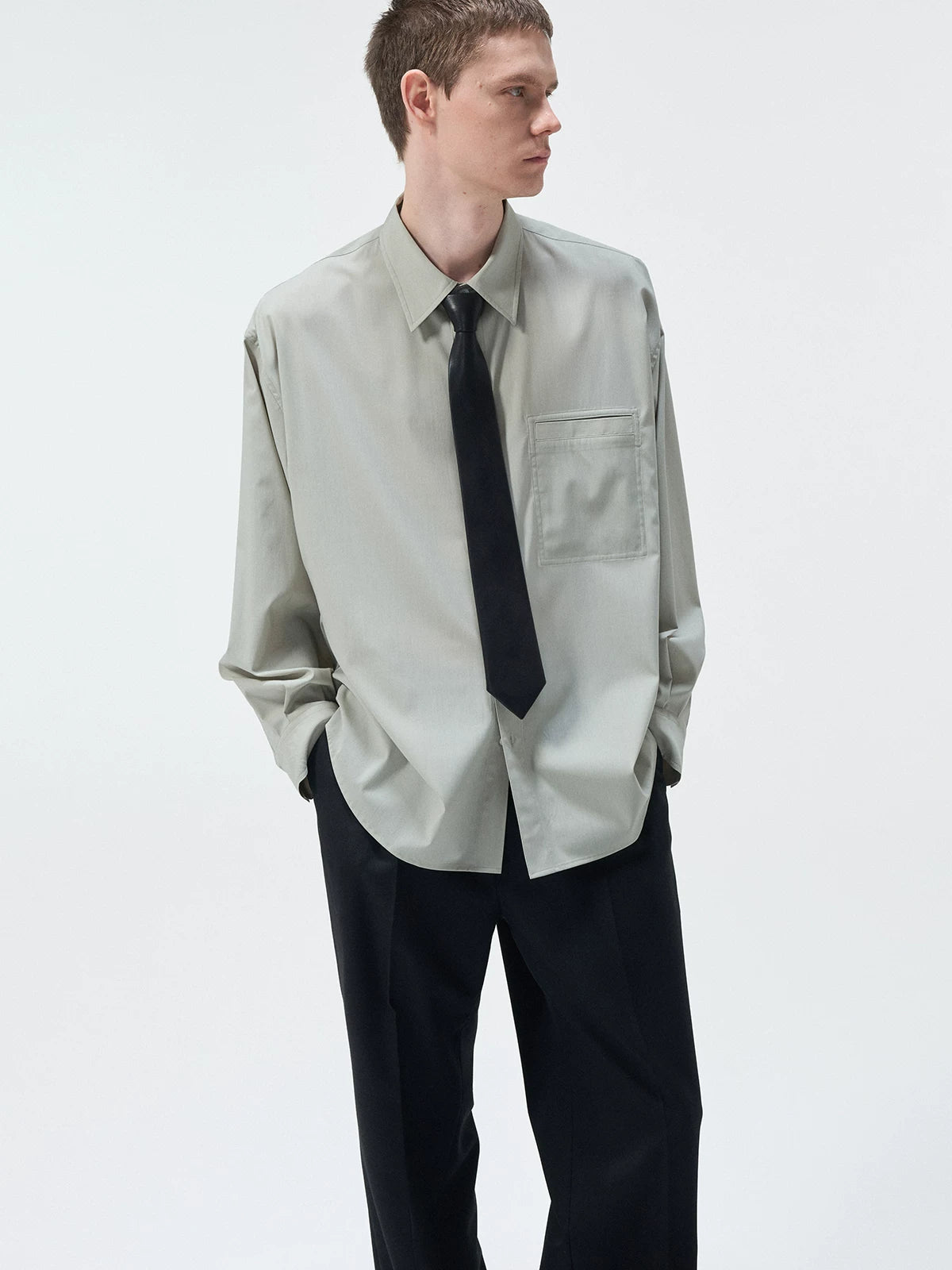 120S Wool Blend Pocket Casual Shirt
