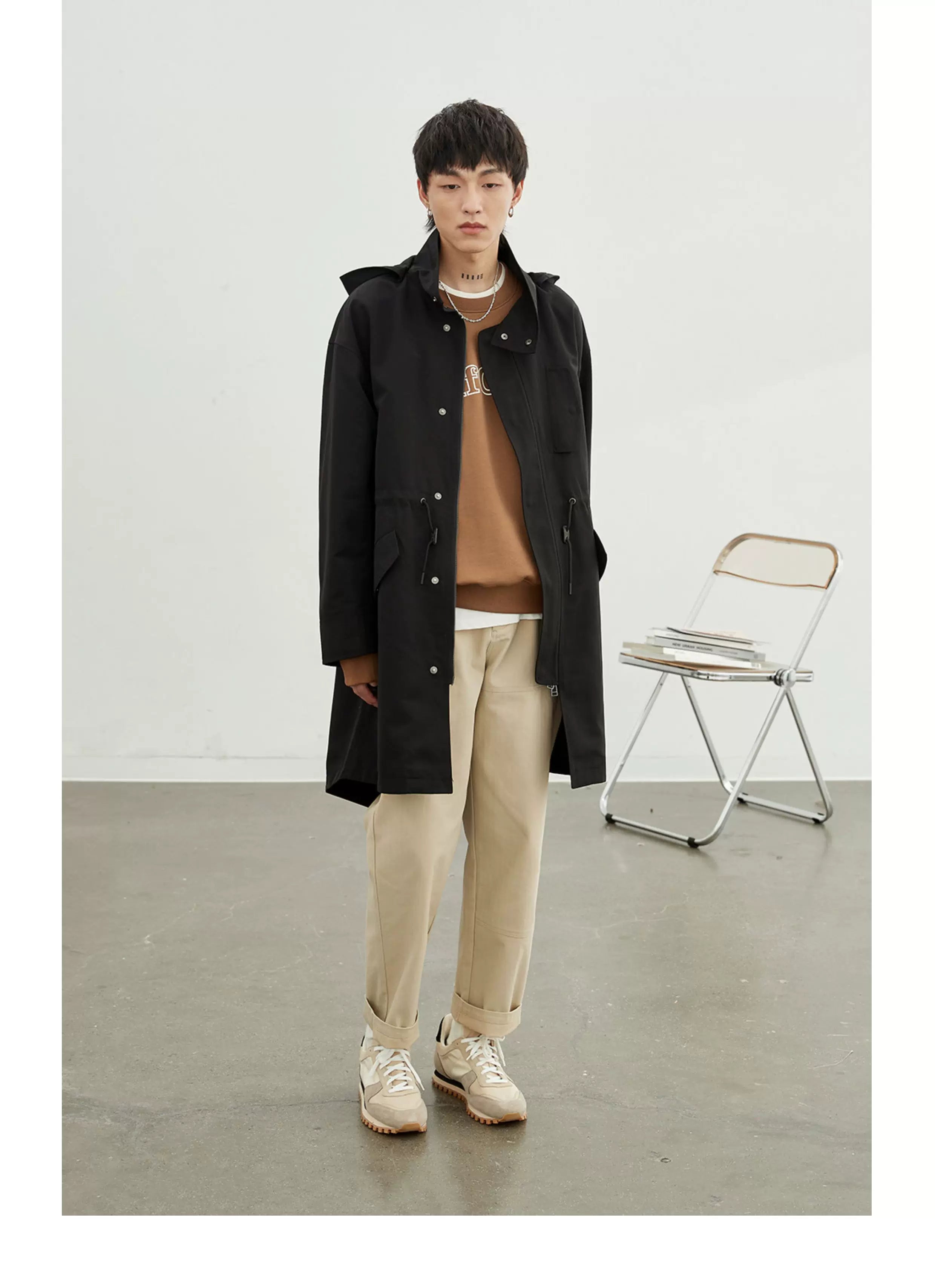 Vintage Herringbone Elastic Waist Cargo Pants