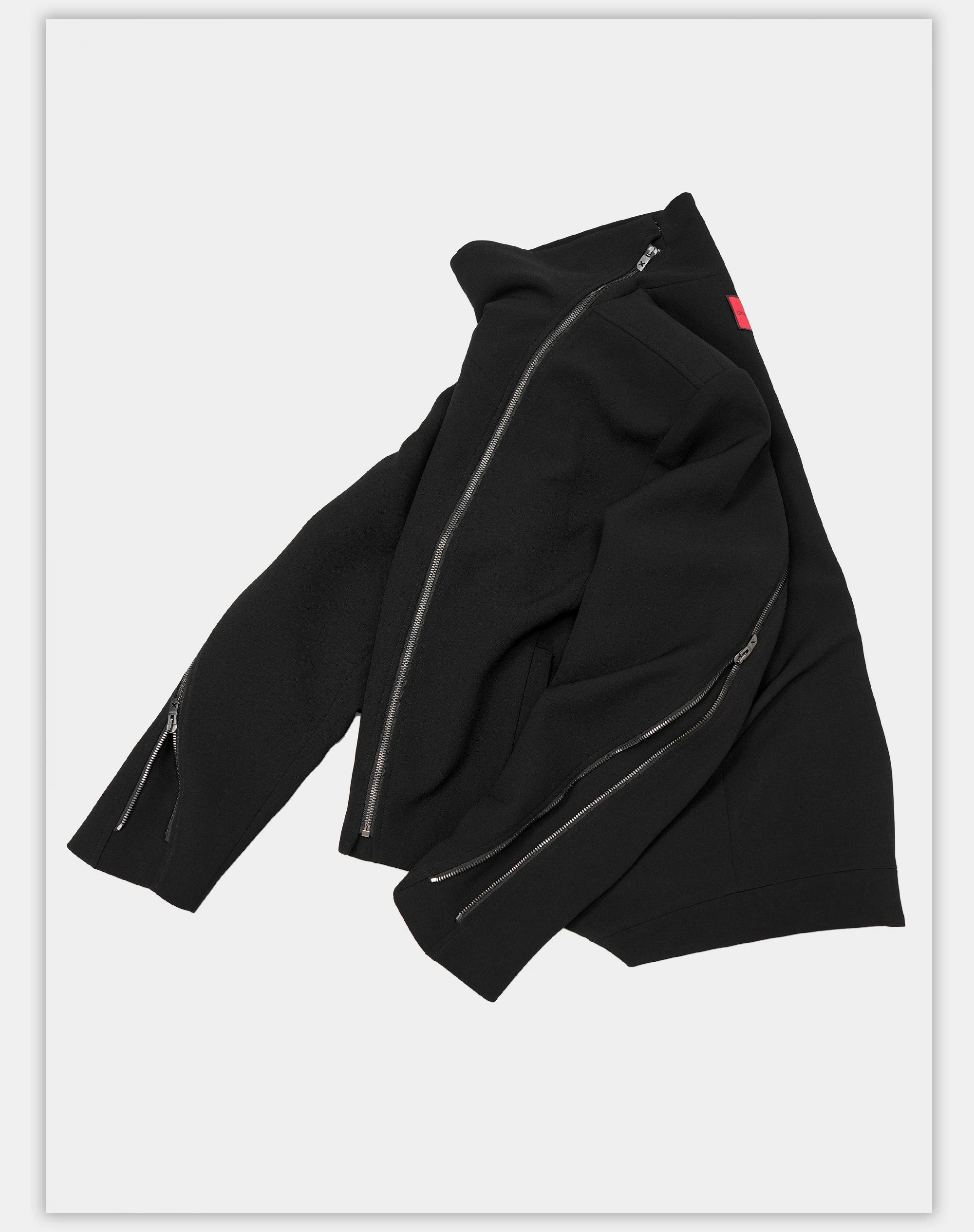 Dark Matte High Collar Zip Jacket