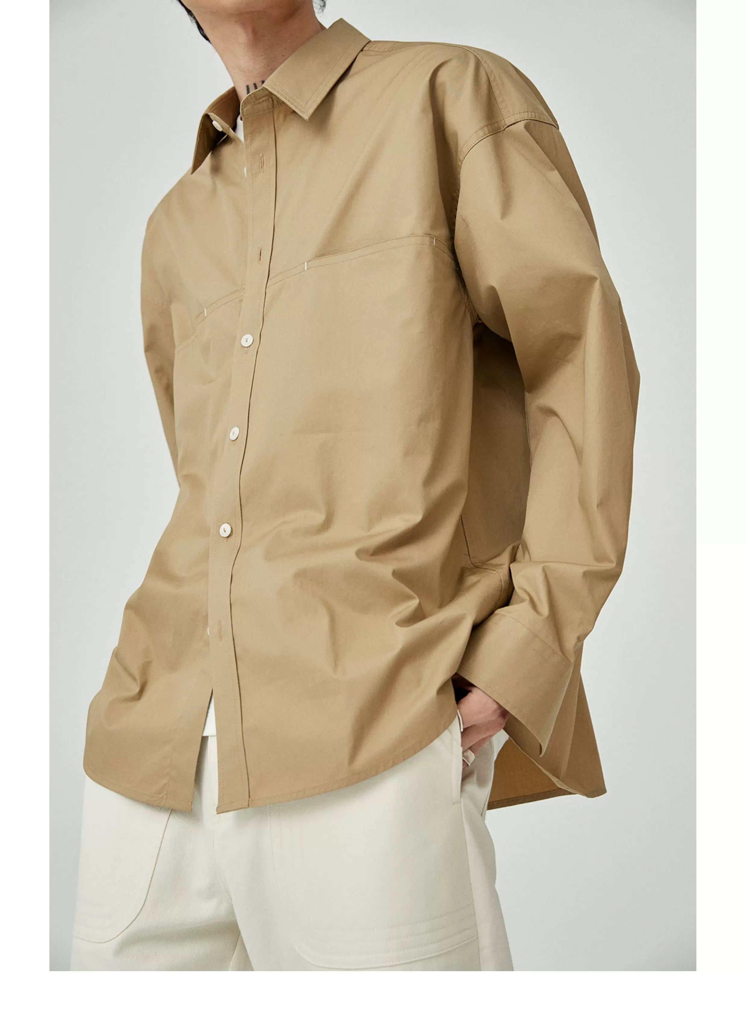 Split Pocket Basic Cotton Shirt