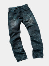 Distressed Washed Blue Straight Leg Jeans