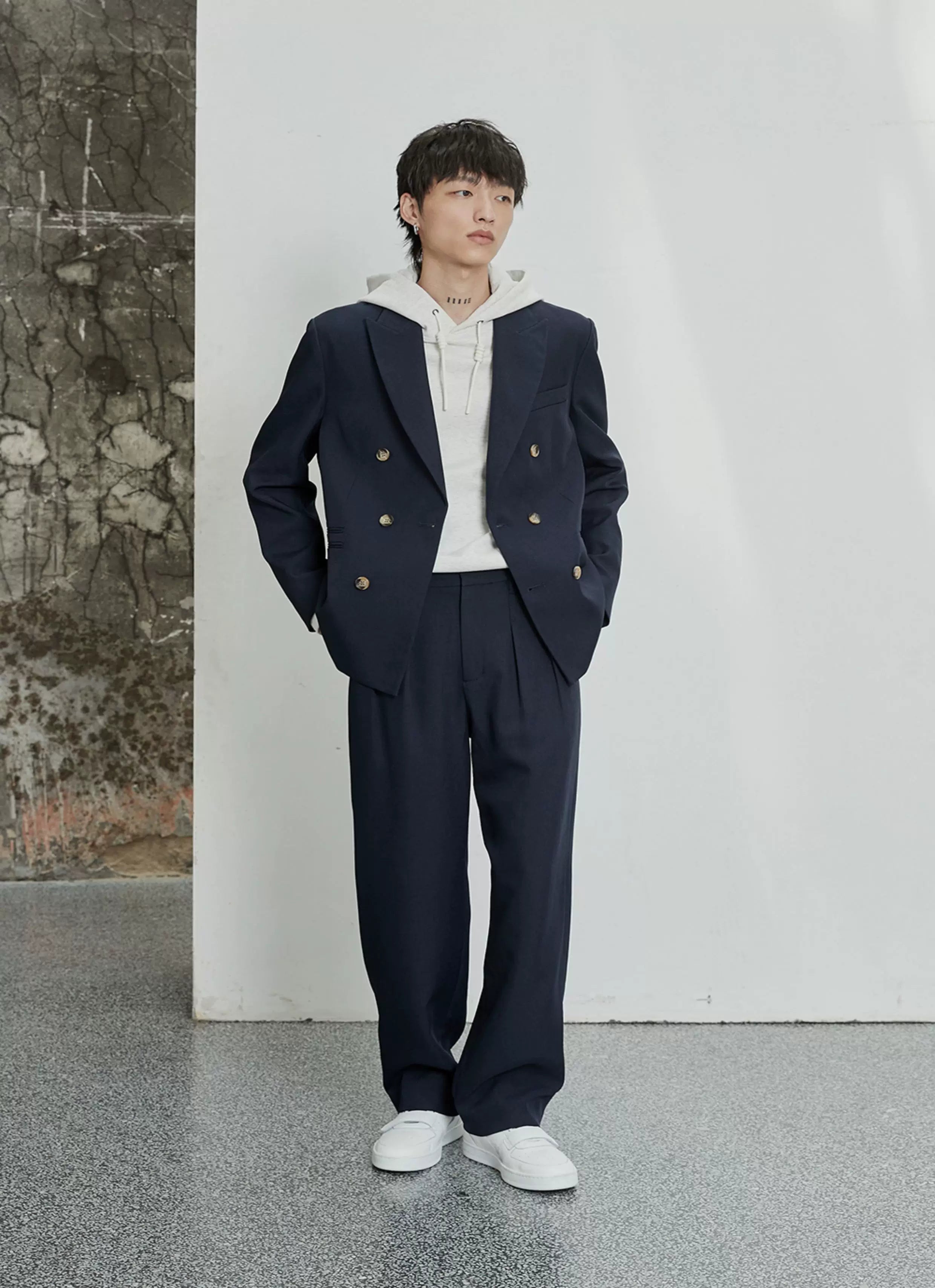 Pleated Wide Leg Suit Pants