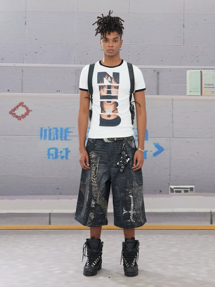 Slim Nerd Punk Portrait Print Tee