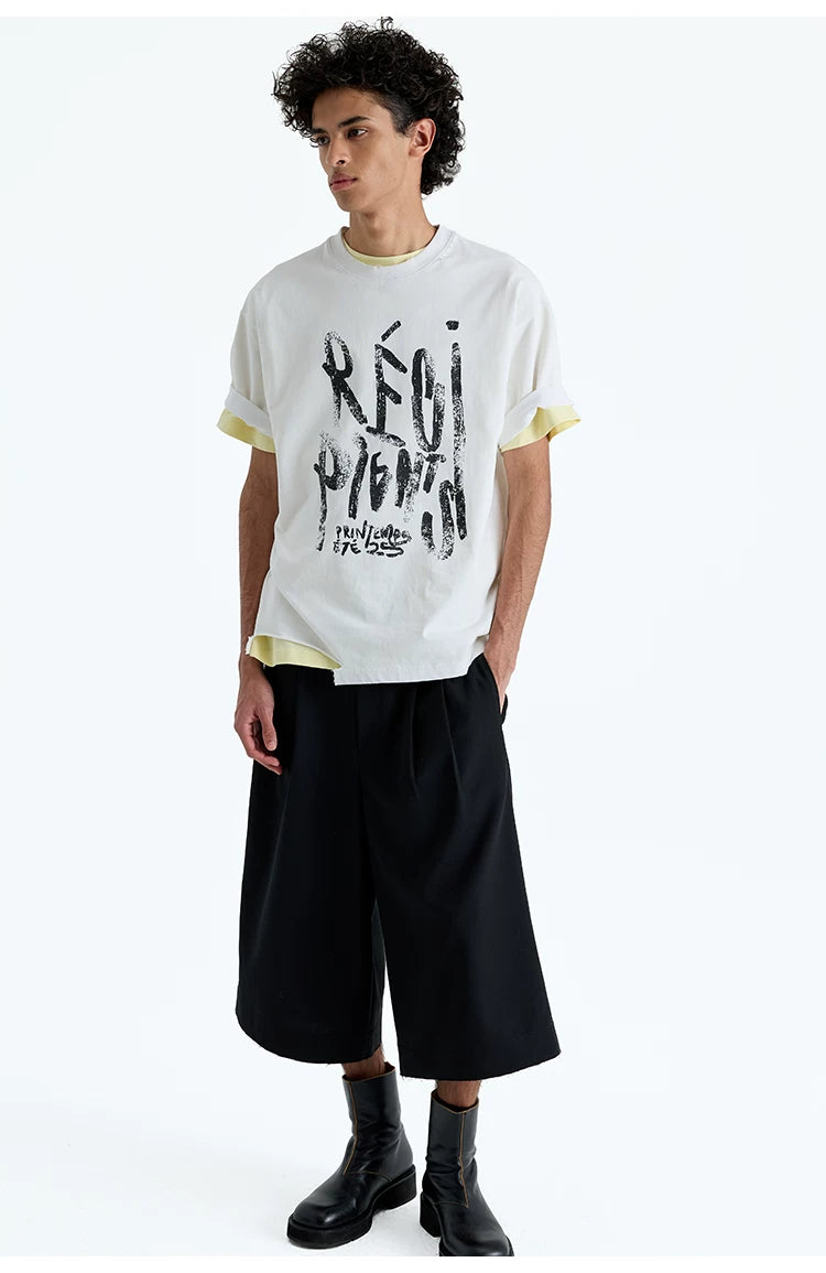 230g Cotton Distressed Letter Print Tee