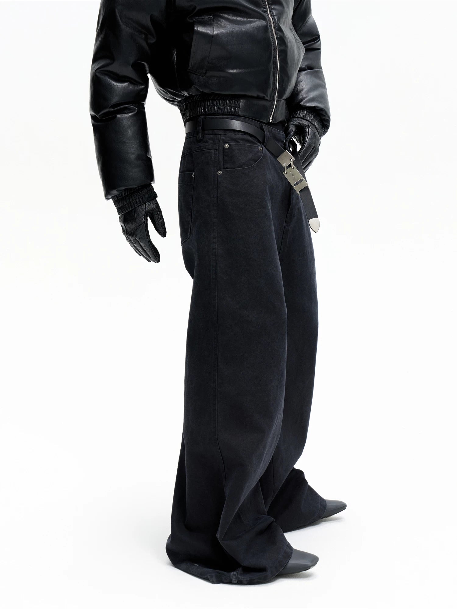 Stone Washed Black Baggy Jeans