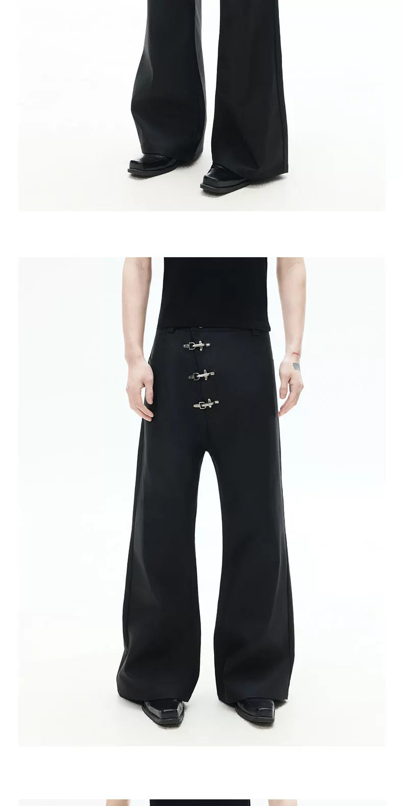 Asymmetrical Flare Waxed Jeans